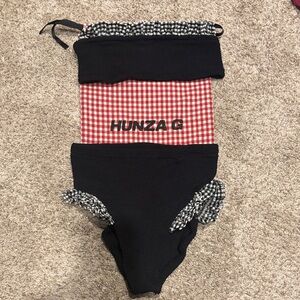 Hunza G Black Gingham ruffle Swimsuit